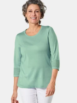 Goldner Damen 3/4-Arm-Pullover in grün - Ärmel: 3/4 Arm