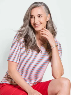 Goldner Damen Basic Shirts in rot - Ärmel: Halbarm