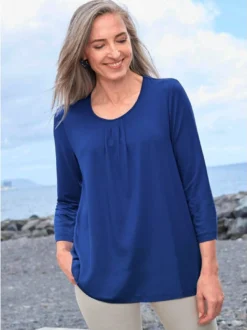 Goldner Damen Basic Shirts in royal - Ärmel: 3/4 Arm