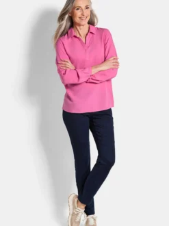 Goldner Damen Blusen in pink - Ärmel: langarm