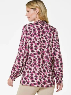 Goldner Damen Blusen - Kurzgröße in aubergine mehrfarbig