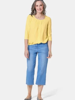 Goldner Damen Blusenshirts in gelb - Ärmel: 3/4 Arm