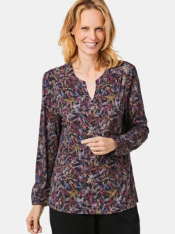 Goldner Damen Blusenshirts - Kurzgröße in marine