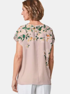 Goldner Damen Chiffon Blusen - Kurzgröße in rosa