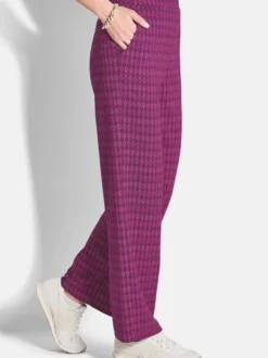 Goldner Damen Druckhosen - Kurzgröße in aubergine