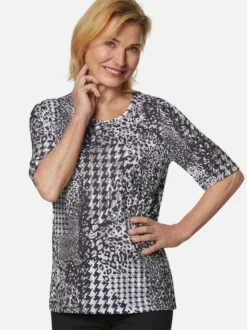 Goldner Damen Druckshirts in schwarz - Ärmel: Halbarm