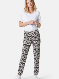 Goldner Damen Gemusterte Hosen in schwarz
