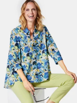 Goldner Damen Hemdblusen in blau - Ärmel: 3/4 Arm