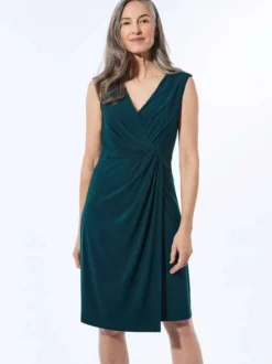 Goldner Damen Kleid - Kurzgröße in smaragd
