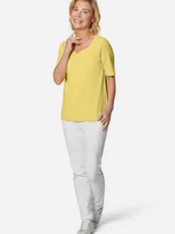 Goldner Damen Kurzarm-Shirts in gelb - Ärmel: Halbarm