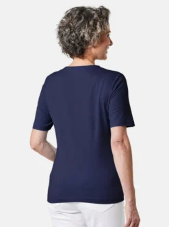Goldner Damen Kurzarm-Shirts in marine - Ärmel: Halbarm