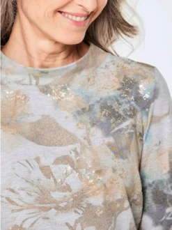 Goldner Damen Langarmshirt - Kurzgröße in grau