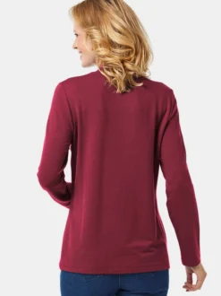 Goldner Damen Langarm-Shirts in rot - Ärmel: langarm