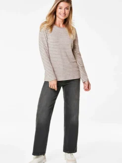 Goldner Damen Langarm-Shirts in taupe - Ärmel: langarm