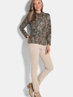 Goldner Damen Langarm-Shirts - Kurzgröße in grün