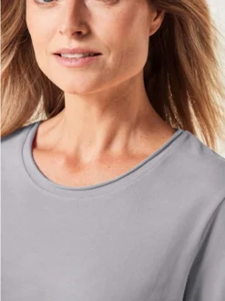 Goldner Damen Langarm-Shirts in silber - Ärmel: langarm