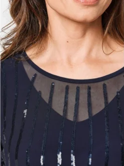 Goldner Damen Mesh-Shirt - Kurzgröße in blau