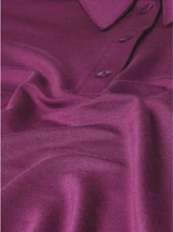 Goldner Damen Poloshirts in lila - Ärmel: langarm