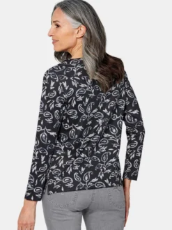 Goldner Damen Print Shirts in schwarz - Ärmel: langarm