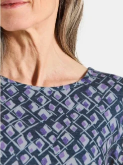 Goldner Damen Print Shirts in lila - Ausschnitt: U-Boot