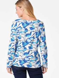 Goldner Damen Print Shirts in blau - Ausschnitt: U-Boot