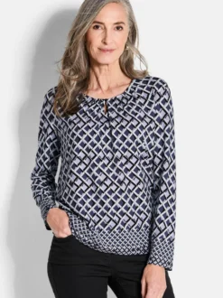 Goldner Damen Print Shirts in lila - Ärmel: langarm