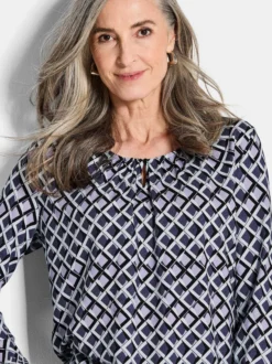 Goldner Damen Print Shirts in lila - Ärmel: langarm