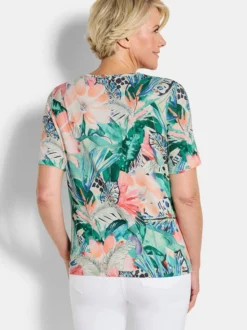Goldner Damen Print Shirts - Kurzgröße in mehrfarbig