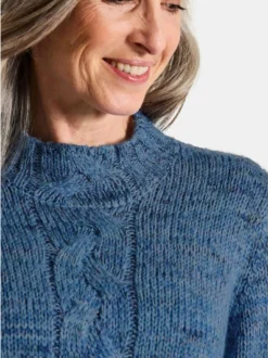 Goldner Damen Pullover in blau - Ausschnitt: Stehkragen