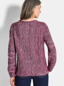 Goldner Damen Pullover in himbeer - Ausschnitt: U-Boot
