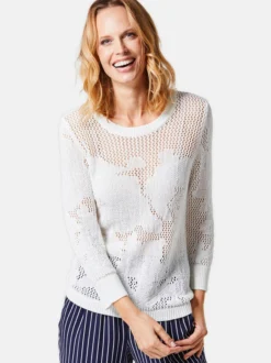 Goldner Damen Pullover in weiß - Ausschnitt: Rundhals