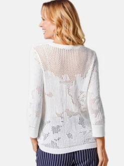 Goldner Damen Pullover in weiß - Ausschnitt: Rundhals
