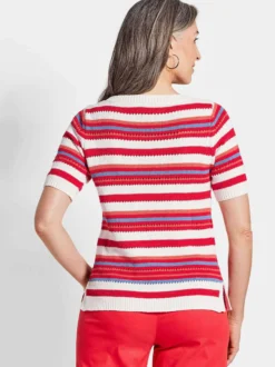 Goldner Damen Pullover - Kurzgröße in rot