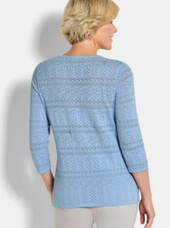 Goldner Damen Pullover - Kurzgröße in hellblau