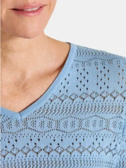 Goldner Damen Pullover - Kurzgröße in hellblau