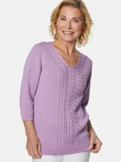 Goldner Damen Pullover - Kurzgröße in flieder