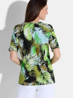 Goldner Damen Shirt in grün mehrfarbig - Ärmel: Halbarm