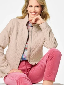 Goldner Damen Shirtjacken - Kurzgröße in medium stone