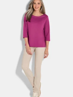 Goldner Damen Shirts in aubergine - Ausschnitt: U-Boot