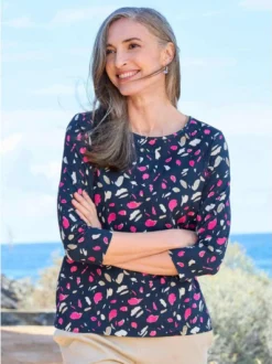 Goldner Damen Shirts in marine - Ausschnitt: U-Boot