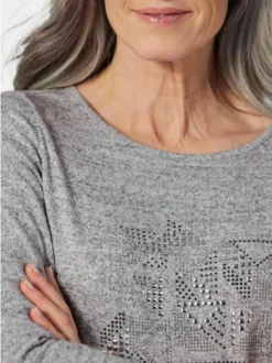 Goldner Damen Shirts in melange - Ausschnitt: U-Boot