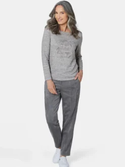 Goldner Damen Shirts in melange - Ausschnitt: U-Boot