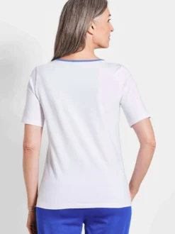 Goldner Damen Shirts - Kurzgröße in weiß blau