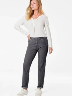 Goldner Damen Stretchjeans in schwarz