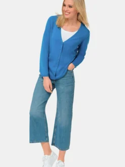 Goldner Damen Strickjacken - Kurzgröße in blau