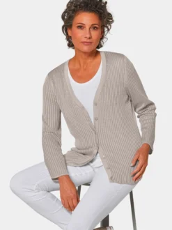 Goldner Damen Strickjacken - Kurzgröße in taupe