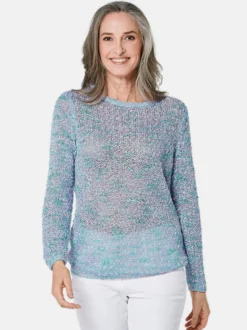 Goldner Damen Strickpullover in hellblau