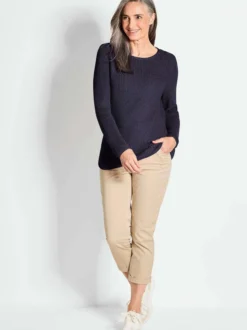 Goldner Damen Strickpullover in marine - Ärmel: langarm