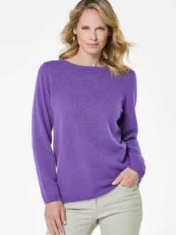 Goldner Damen Strickpullover in lila - Ärmel: langarm