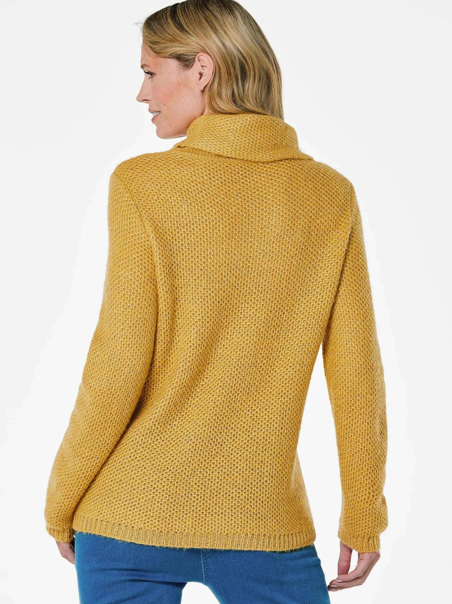 Goldner Damen Strickpullover - Kurzgröße in gelb